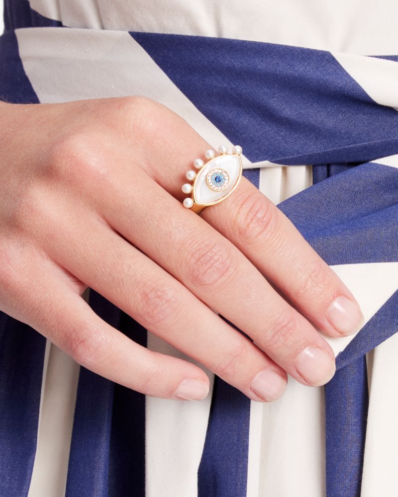 Kate Spade,Evil Eye Ring,Cream Multi