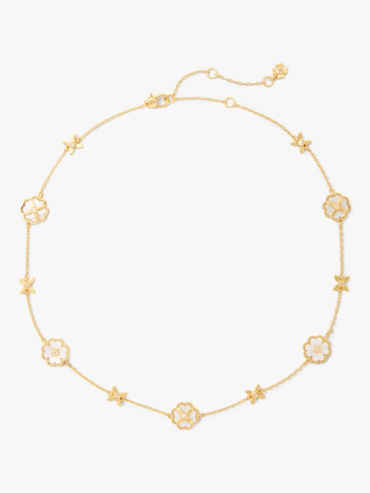 Kate Spade,Heritage Bloom Scatter Necklace,Cream/Gold
