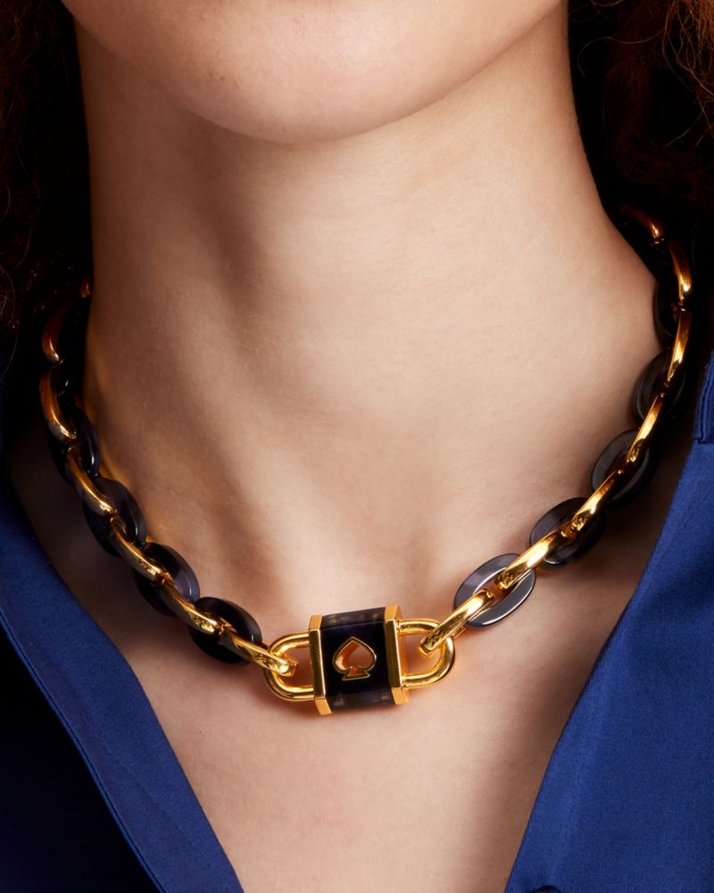 Lock And Spade Statement Link Necklace