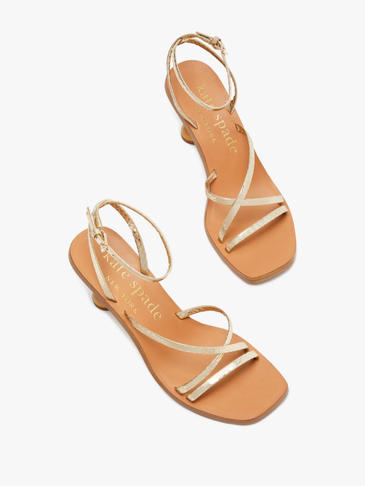 Kate Spade,Charmer Sandals,Lining Leather,Sandals,Sculptural Heel,Cocktail,Gold,Metallic