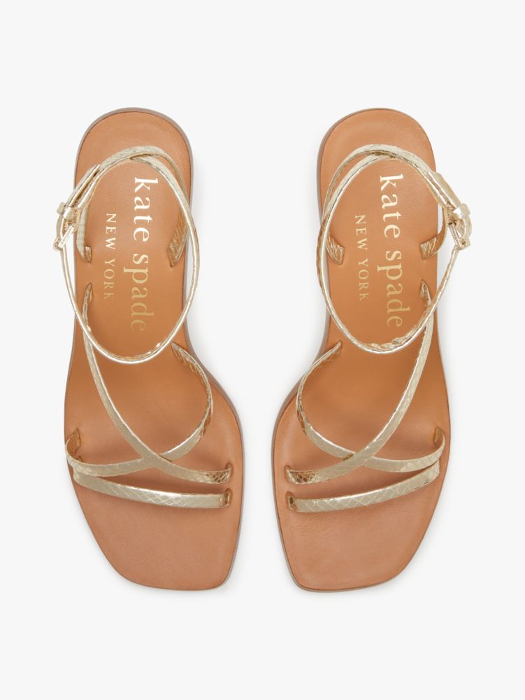 Kate Spade,Charmer Sandals,Lining Leather,Sandals,Sculptural Heel,Cocktail,Gold,Metallic