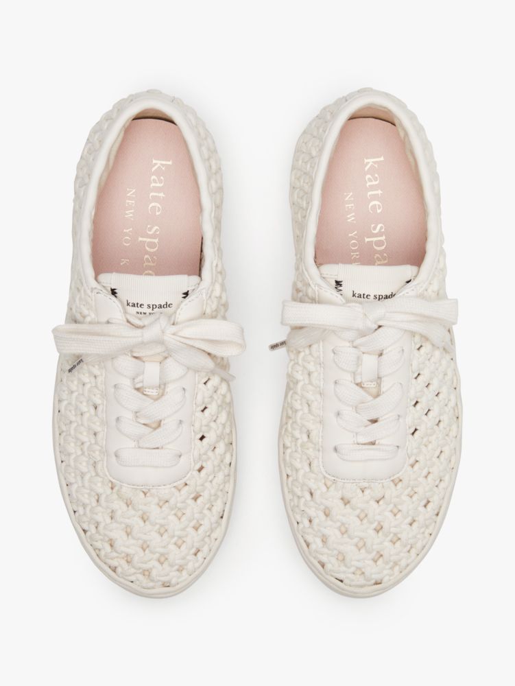 Kate Spade,Serve Crochet Sneakers,Cream