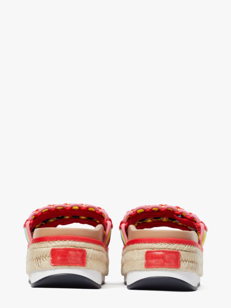 Kate Spade,Vita Platform Slide Sandals,Nappa Leather,Cotton,Espadrilles,Slides,Piping,Breathable,Casual,