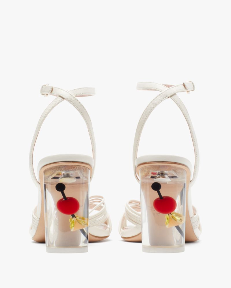 Charles & Keith Heart Heel Strappy Sandals in White