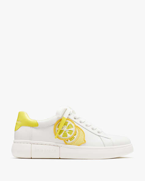 Kate Spade,Lift Lemon Sneakers,Optic White Cadmium Yellow