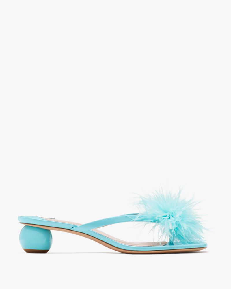 Kate Spade,Bahama Sandals,Nappa Leather,Sandals,Embellished,Feather,Day Party,Turquoise