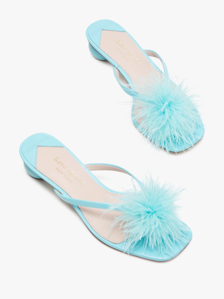 Kate Spade,Bahama Sandals,Nappa Leather,Sandals,Embellished,Feather,Day Party,Turquoise