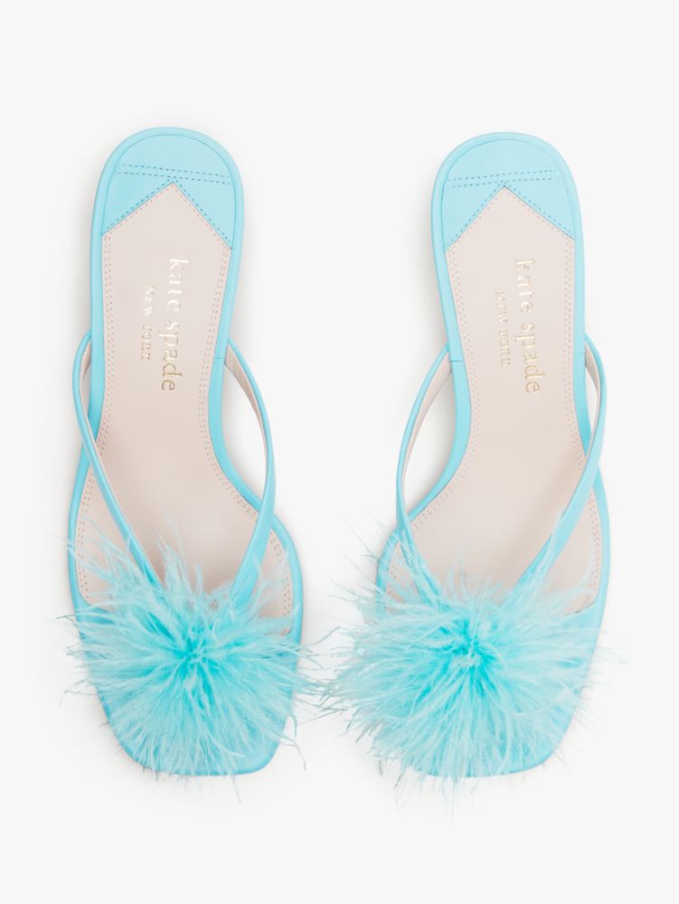 Kate Spade,Bahama Sandals,Nappa Leather,Sandals,Embellished,Feather,Day Party,Turquoise