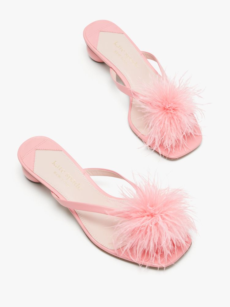 Kate Spade,Bahama Sandals,Nappa Leather,Sandals,Embellished,Feather,Day Party,Pink