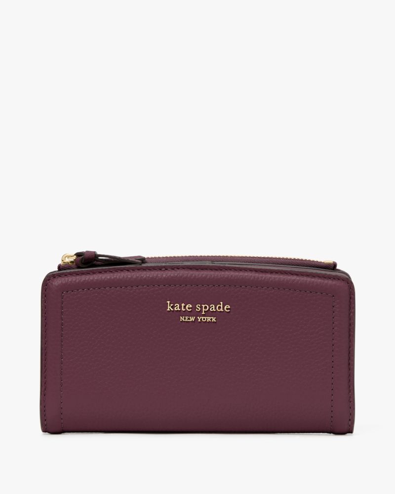 Kate Spade,Knott Zip Slim Wallet,Deep Cherry