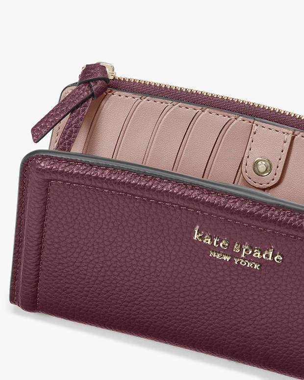 kate spade new york Knott Pebbled Leather Zip Slim Wallet