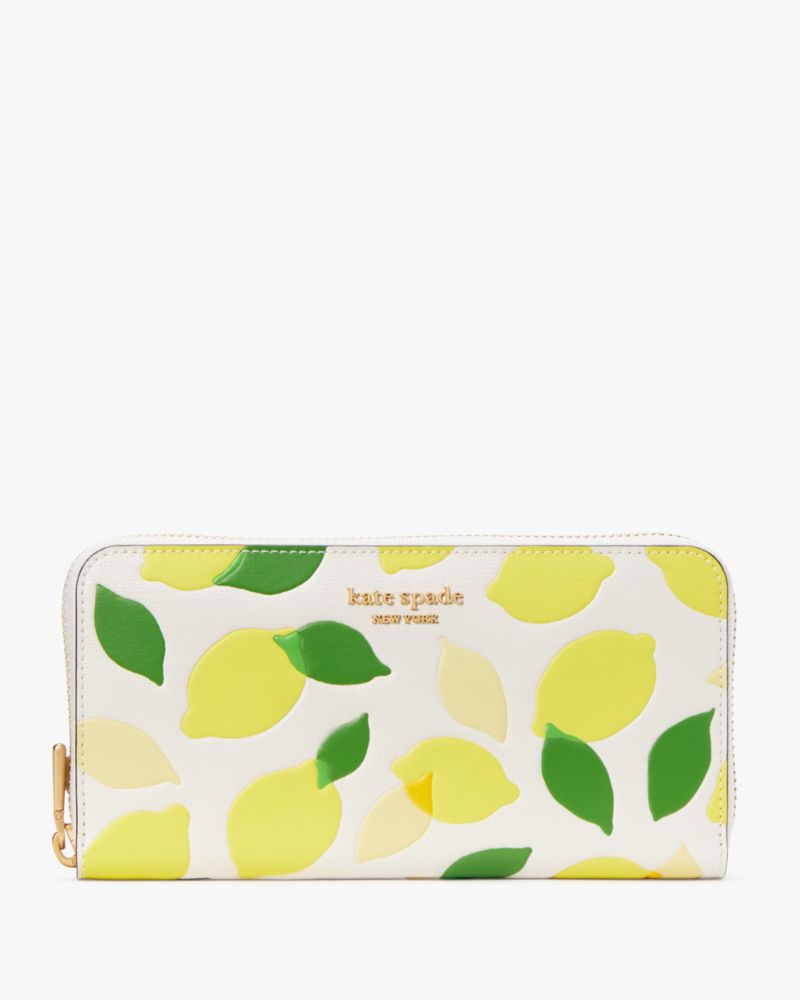 Kate Spade,モーガン レモン トス エンボス ジップ アラウンド コンチネンタル ウォレット,全てのアウトレット,パーチメントマルチ