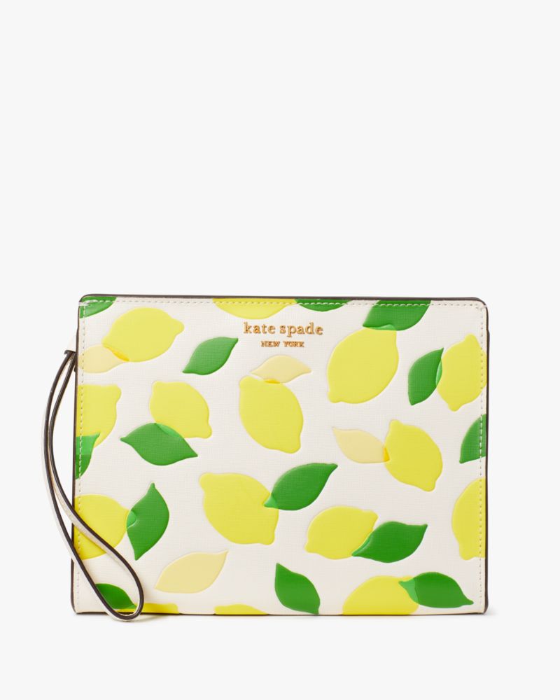 Kate Spade Morgan Lemon Toss Embossed Slim Bifold Wallet, Parchment