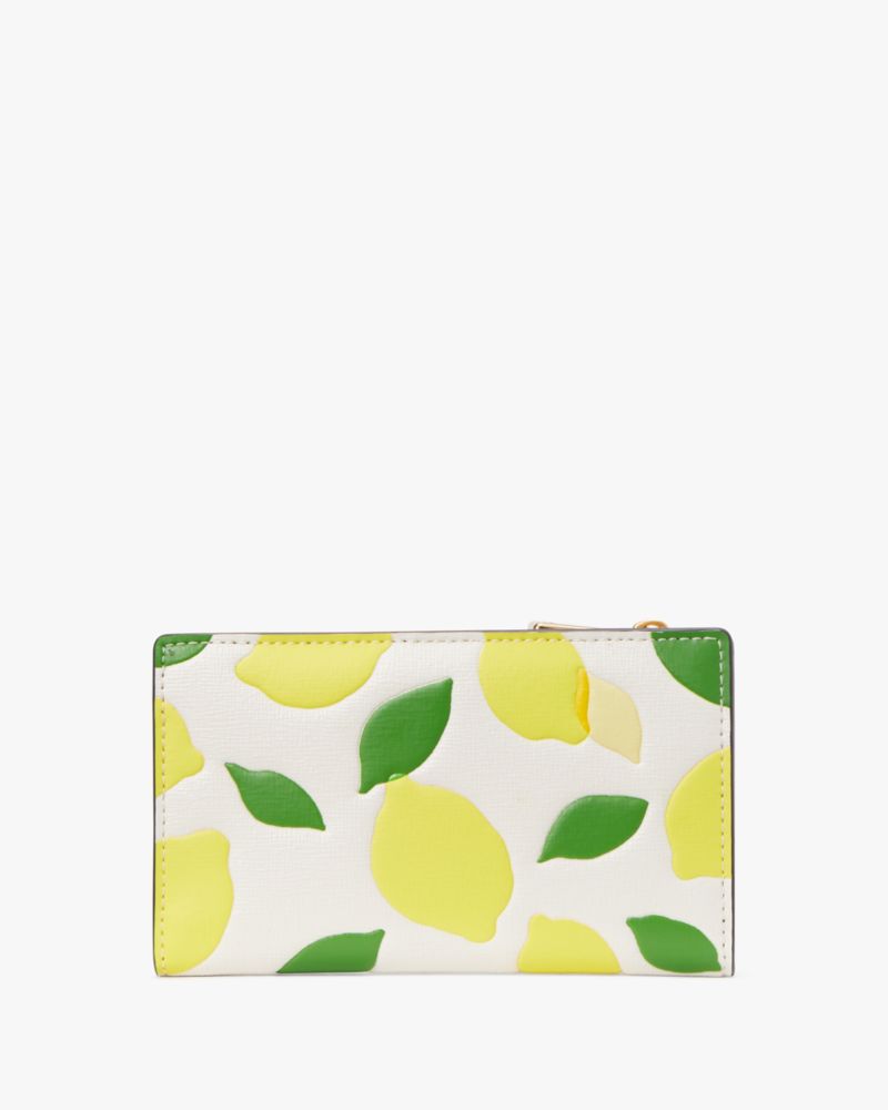 Kate Spade,モーガン レモン トス エンボス スモール スリム バイフォールド ウォレット,全てのアウトレット,パーチメントマルチ