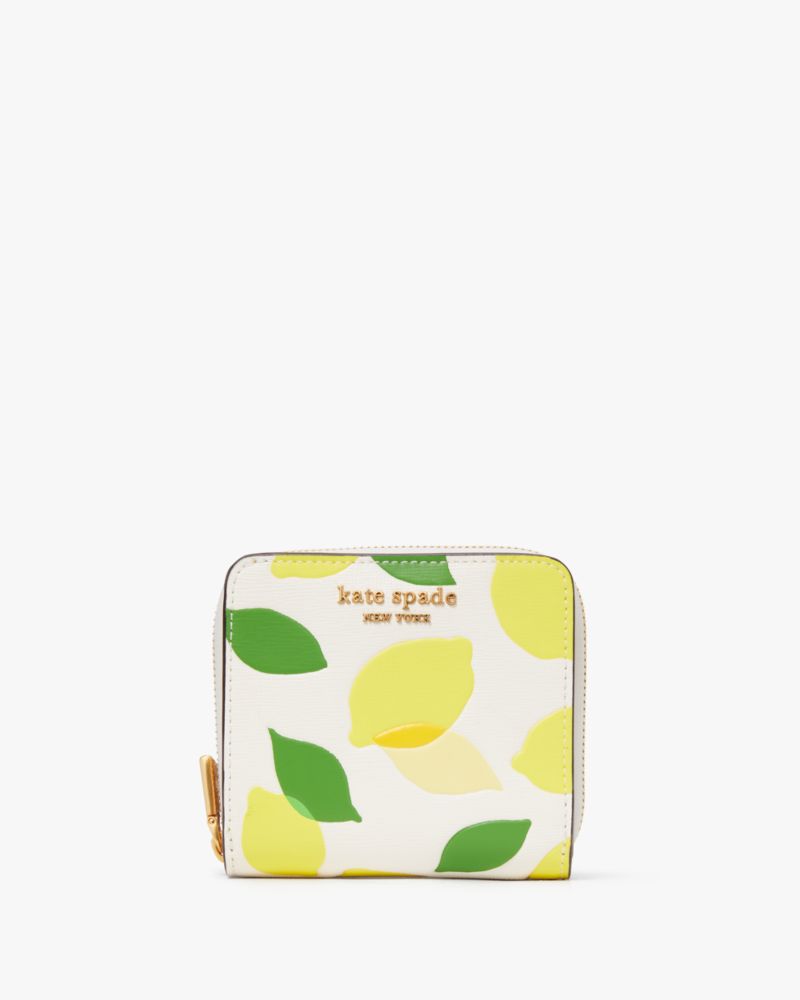 Kate Spade,モーガン レモン トス エンボス スモール コンパクト ウォレット,全てのアウトレット,パーチメントマルチ