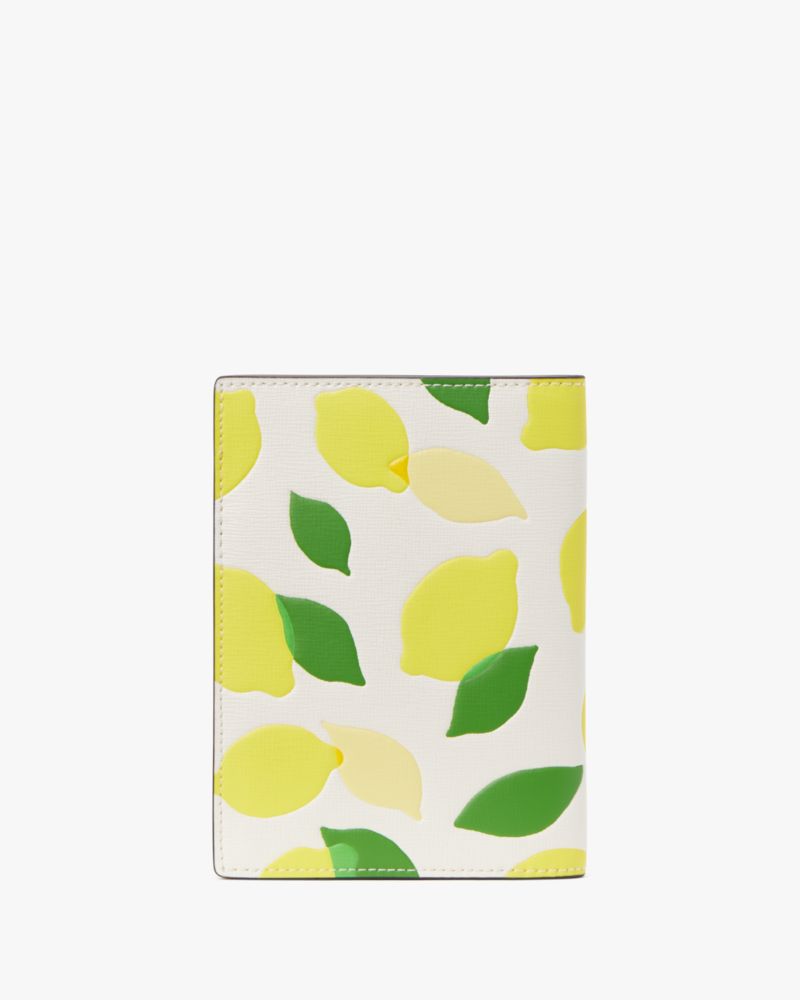 Kate Spade,Morgan Lemon Toss Embossed Passport Holder,Parchment Multi