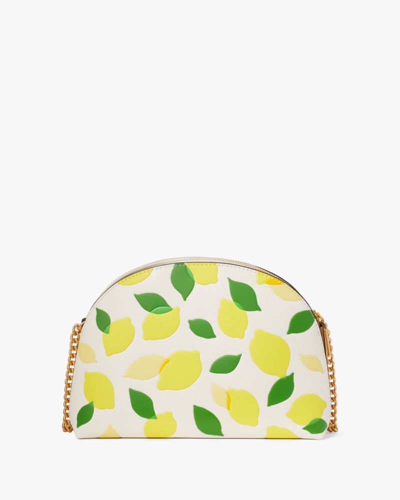 Kate Spade,Morgan Lemon Toss Embossed Double-zip Dome Crossbody,