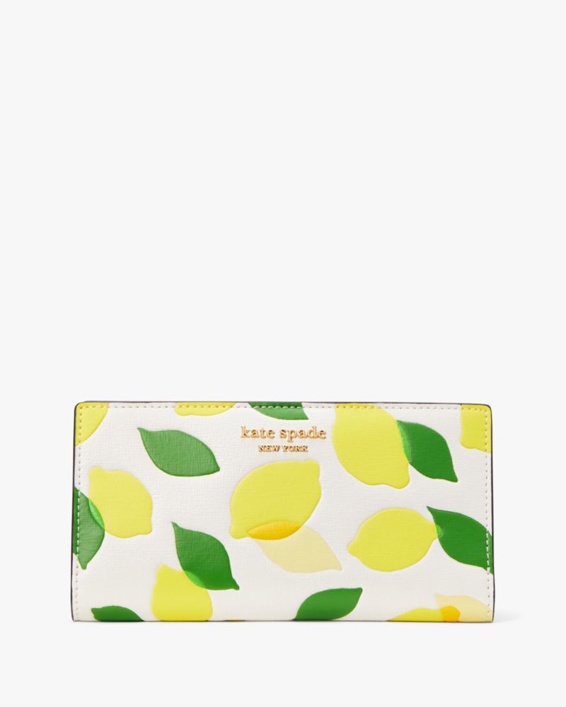 Kate Spade,Morgan Lemon Toss Embossed Slim Bifold Wallet,