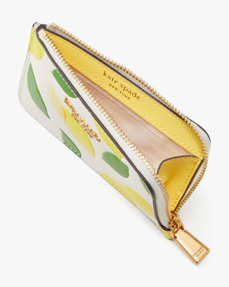 Kate Spade,モーガン レモン トス エンボス ジップ カード ホルダー,全てのアウトレット,パーチメントマルチ