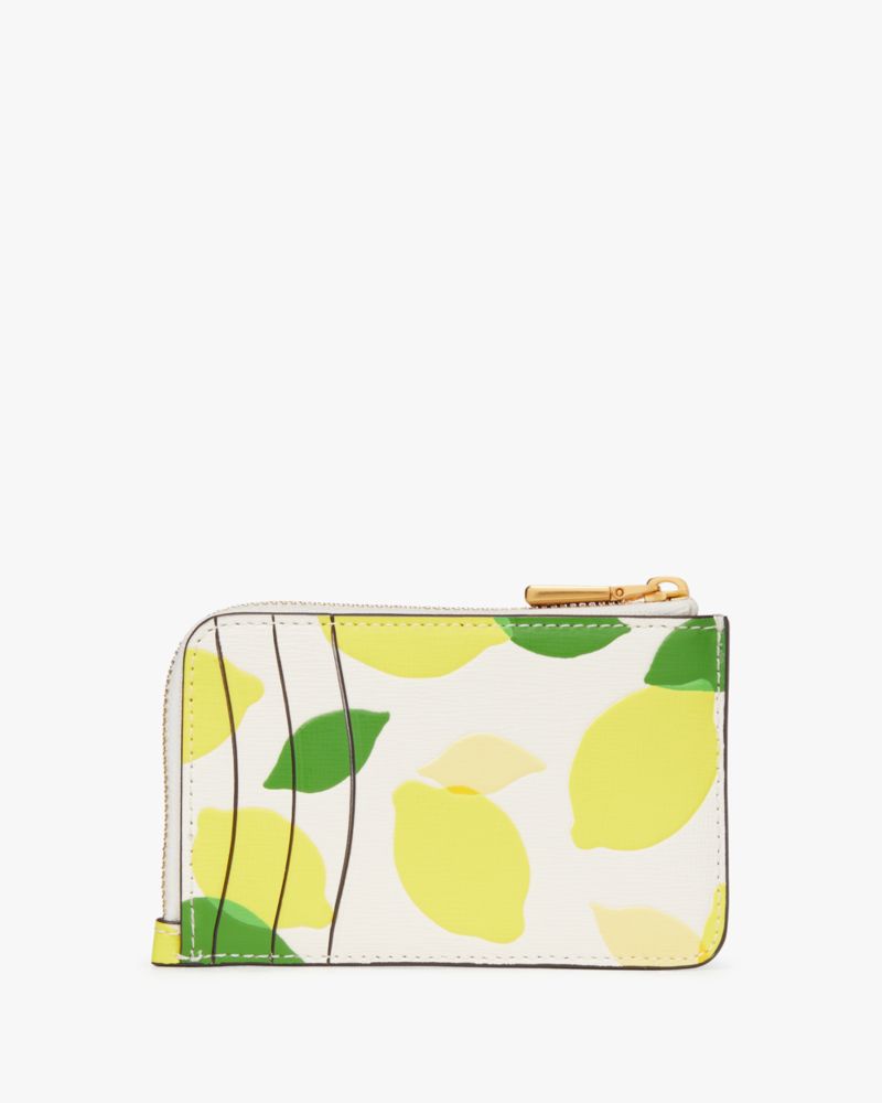 Kate Spade,モーガン レモン トス エンボス ジップ カード ホルダー,全てのアウトレット,パーチメントマルチ