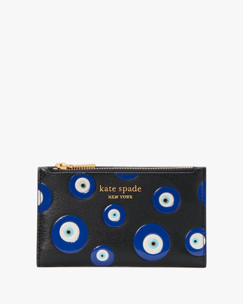 Kate Spade,Morgan Evil Eye Embellished Small Slim Bifold Wallet,