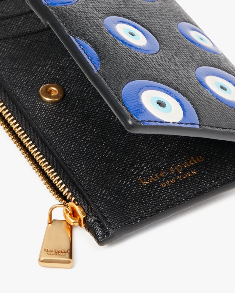 Kate Spade,Morgan Evil Eye Embellished Small Slim Bifold Wallet,