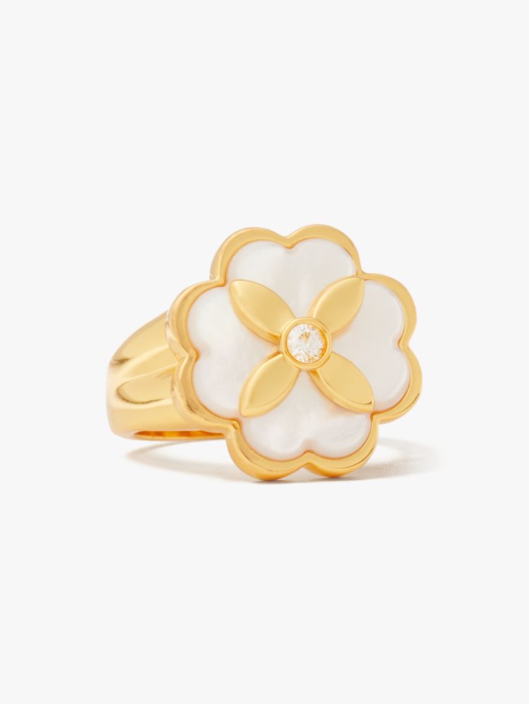 Kate Spade,Heritage Bloom Signet Ring,Cream/Gold