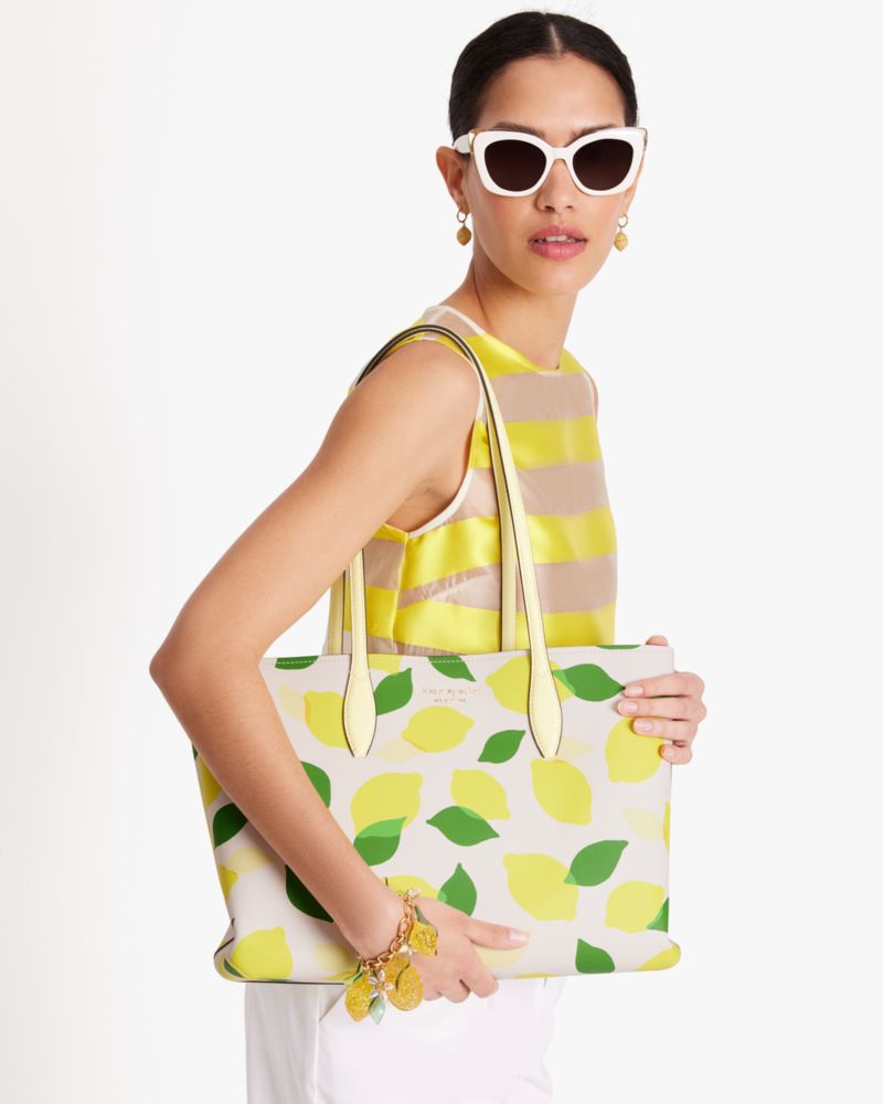 Kate Spade,All Day Lemon Toss Large Tote,Parchment Multi