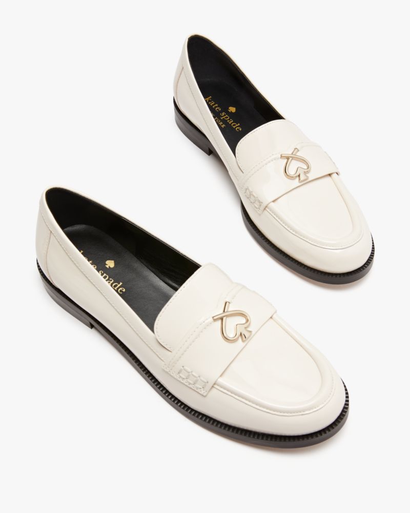 Kate Spade,Kait Metal Spade Loafer,Parchment