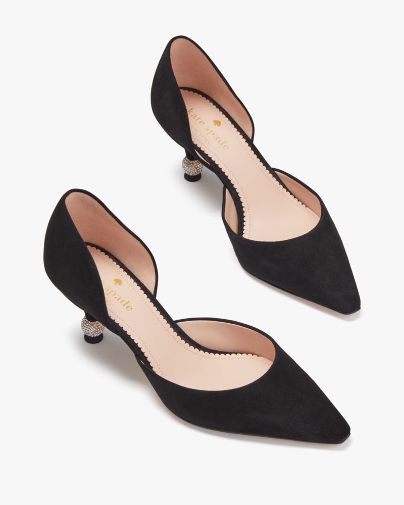 Kate Spade,Delilah Pave Pumps,Rubber,Pumps,D Orsay,Cocktail,Black