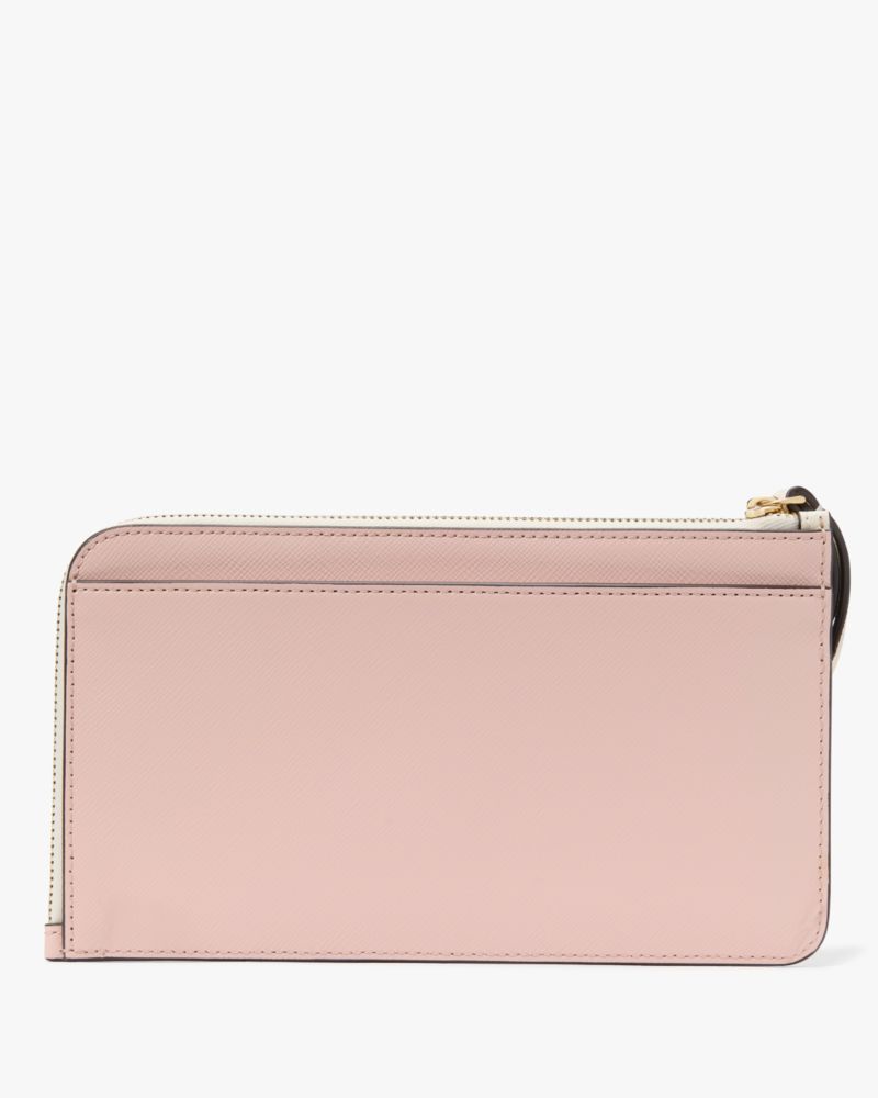 Kate Spade,Lucy Medium L-Zip Wristlet,Leather,Wristlet,Color Block,Metal,Logo,Silver Metal,Casual,