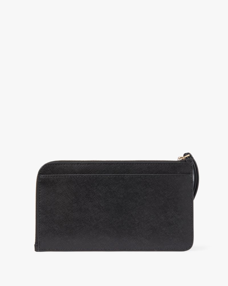 Kate Spade,Lucy Medium L-Zip Wristlet,Solid,Black (Non Glitter)