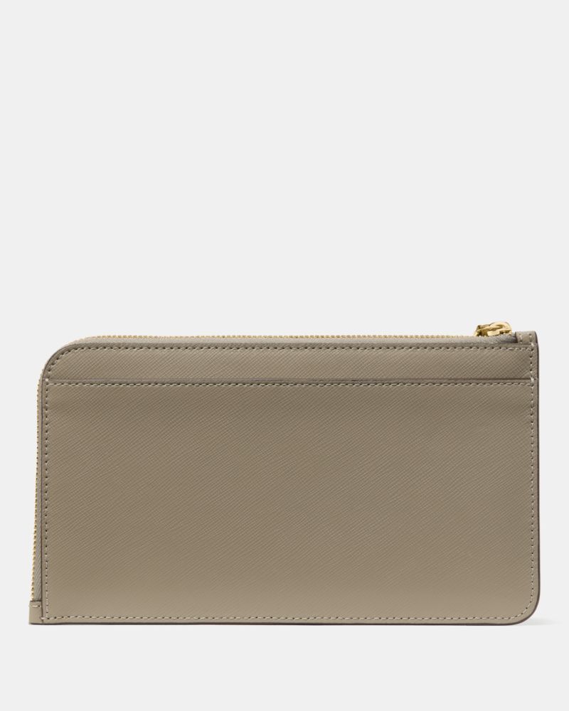 Kate Spade,Lucy Medium L-Zip Wristlet,Leather,Wristlet,Logo,Metal,Silver Metal,Casual,