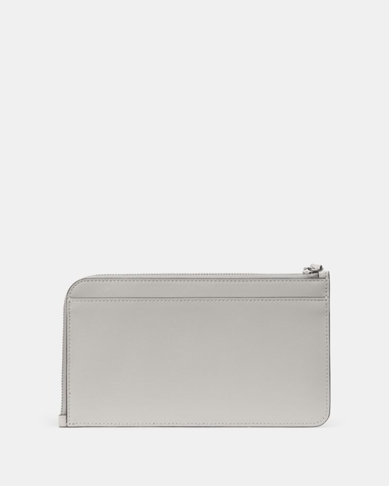 Kate Spade,Lucy Medium L-Zip Wristlet,Leather,Wristlet,Logo,Metal,Silver Metal,Casual,