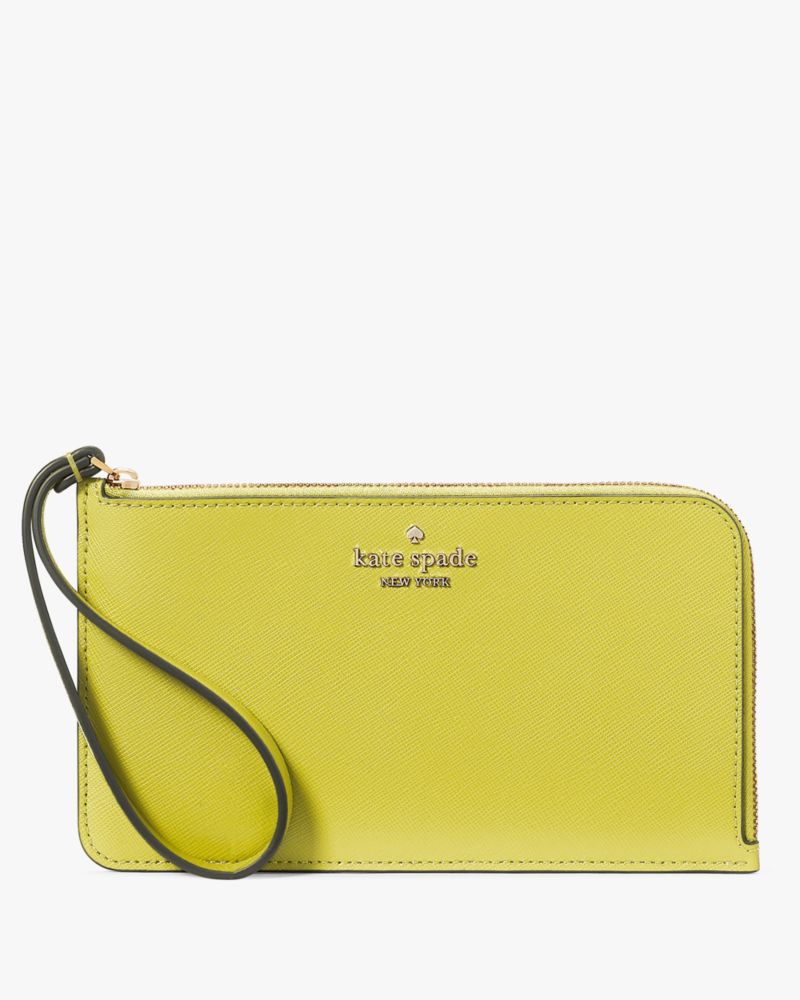 Kate Spade,Lucy Medium L-Zip Wristlet,Lime Slice