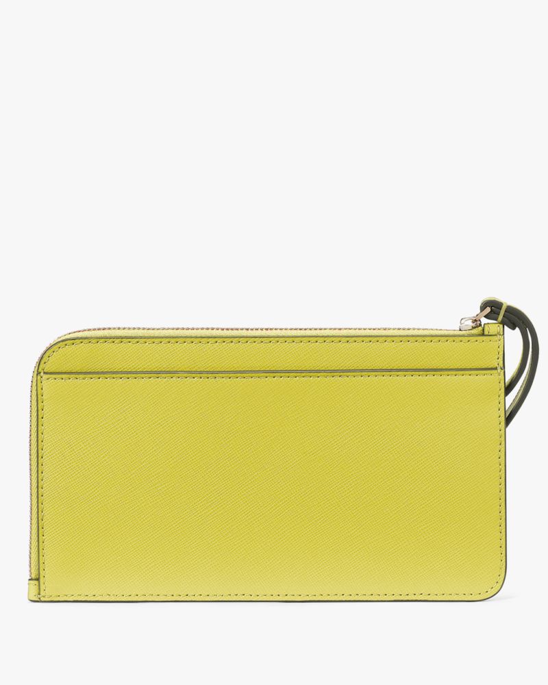 Kate Spade,Lucy Medium L-Zip Wristlet,Solid,Lime Slice