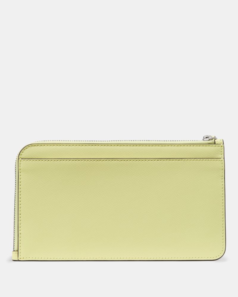 Kate Spade,Lucy Medium L-Zip Wristlet,Leather,Wristlet,Metal,Logo,Silver Metal,Casual,Green