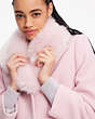 Kate Spade,Faux Fur Lapel Wool Coat,Impatiens Pink