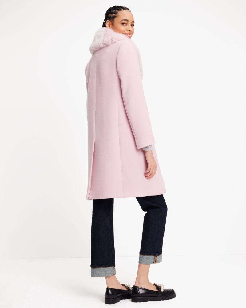 Faux Fur Lapel Wool Coat Kate Spade New York