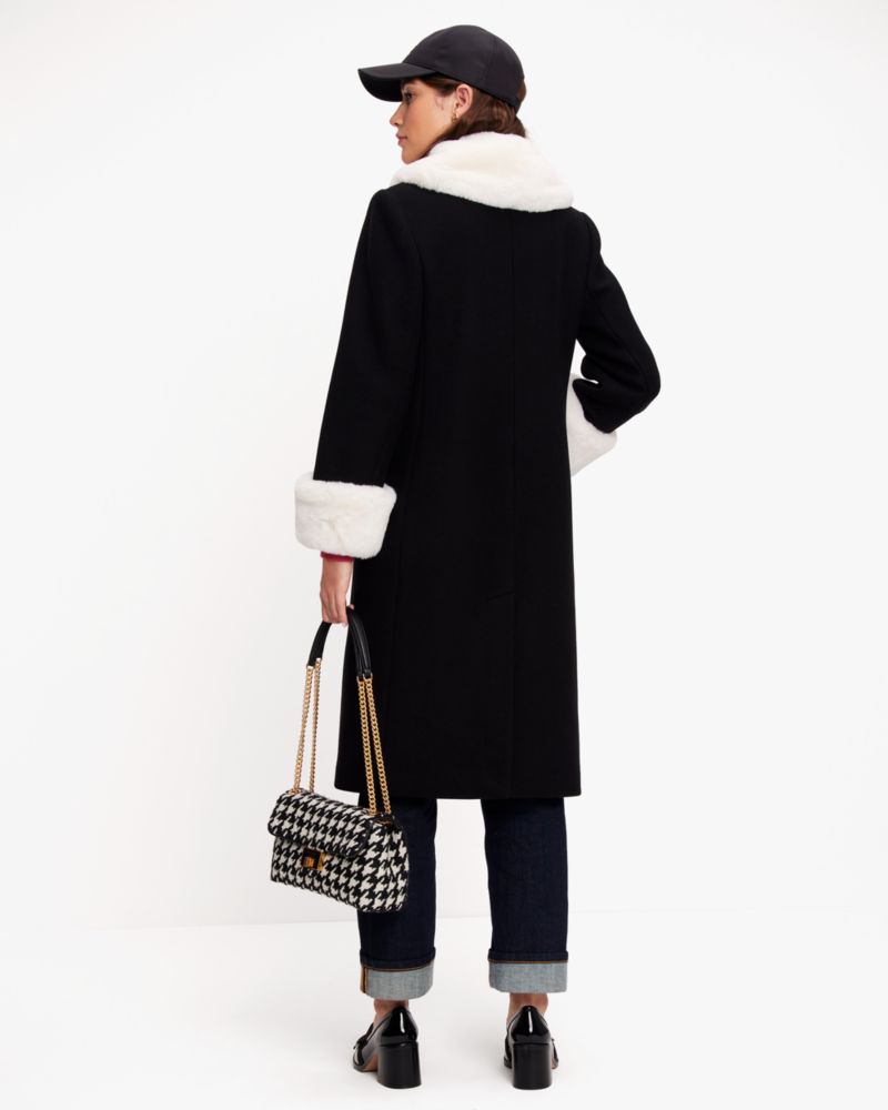 Faux Fur Trim Wool Coat Kate Spade New York