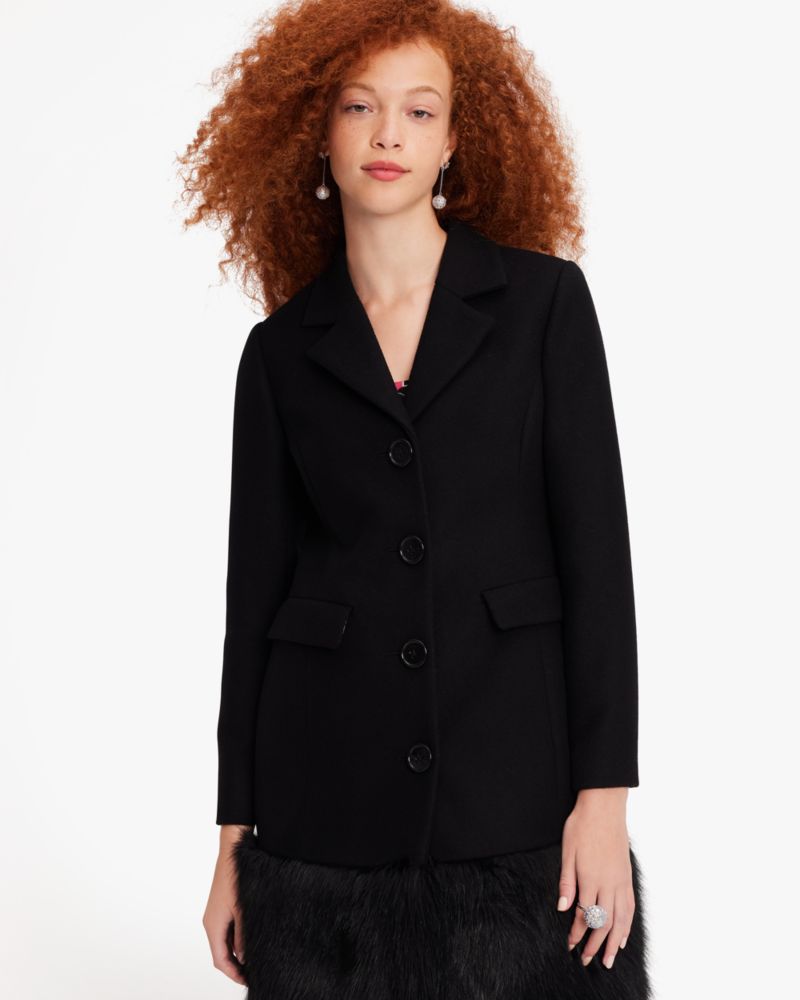 Kate Spade,Faux Fur Hem Wool Coat,