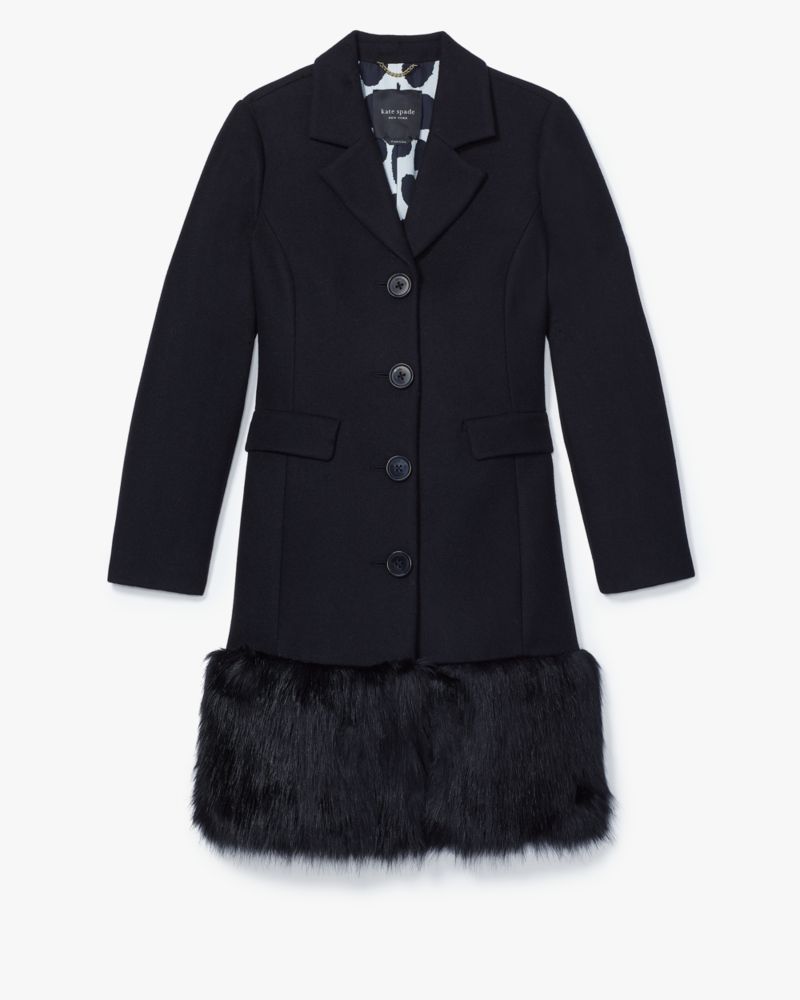 Faux Fur Hem Wool Coat | Kate Spade New York