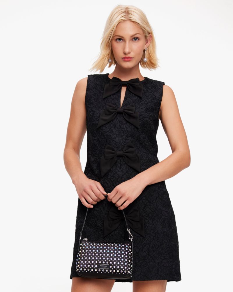 Kate Spade Festive Brocade Lace Bow Dress, Black - 8