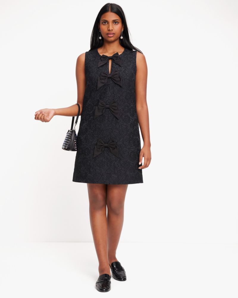 Kate Spade Festive Brocade Lace Bow Dress, Black - 8