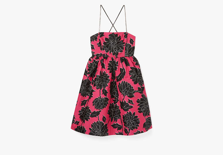 Kate Spade,Festive Brocade Jewel Strap Dress,Pom Pom Pink