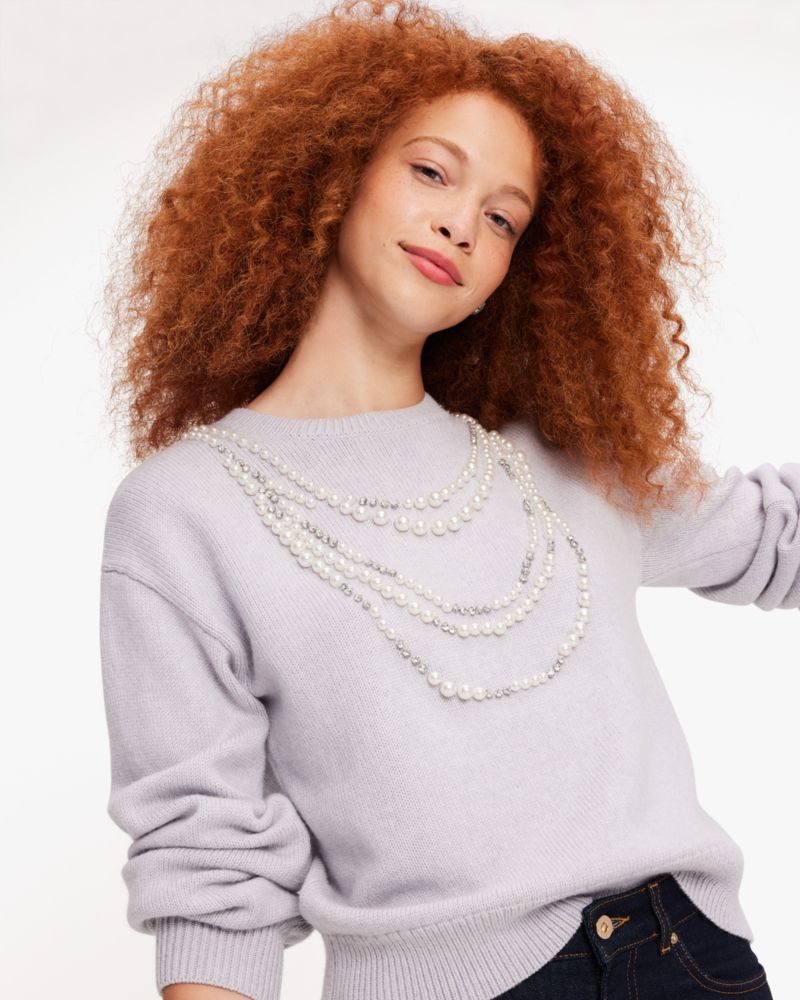 Embellished Necklace Sweater