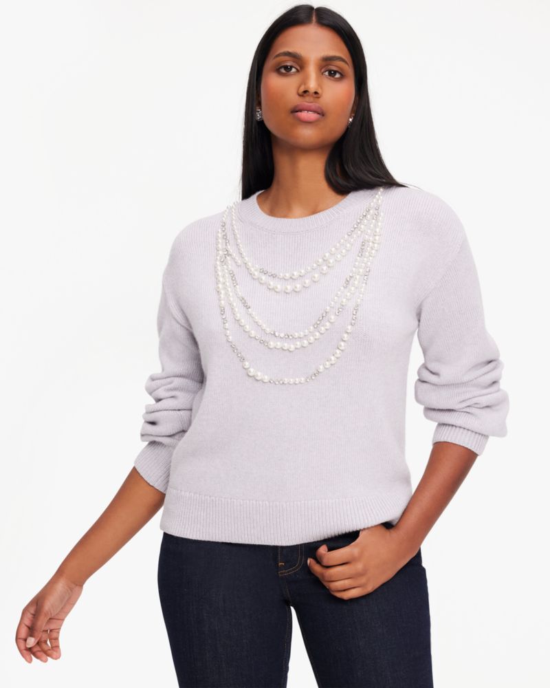 Embellished Necklace Sweater