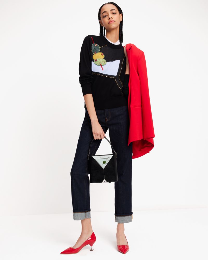 Kate Spade,Embellished Martini Glass Sweater,