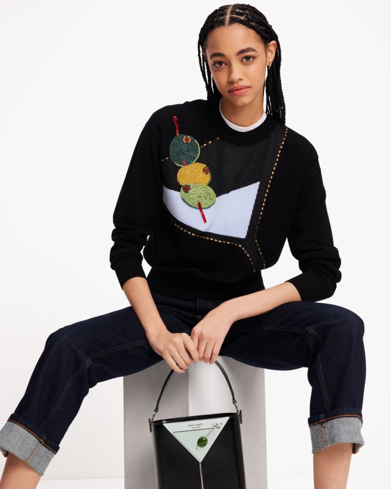 Kate Spade,Embellished Martini Glass Sweater,