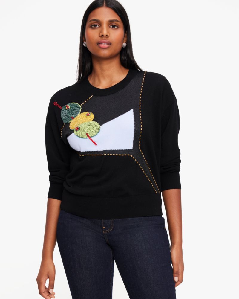 Kate Spade,Embellished Martini Glass Sweater,